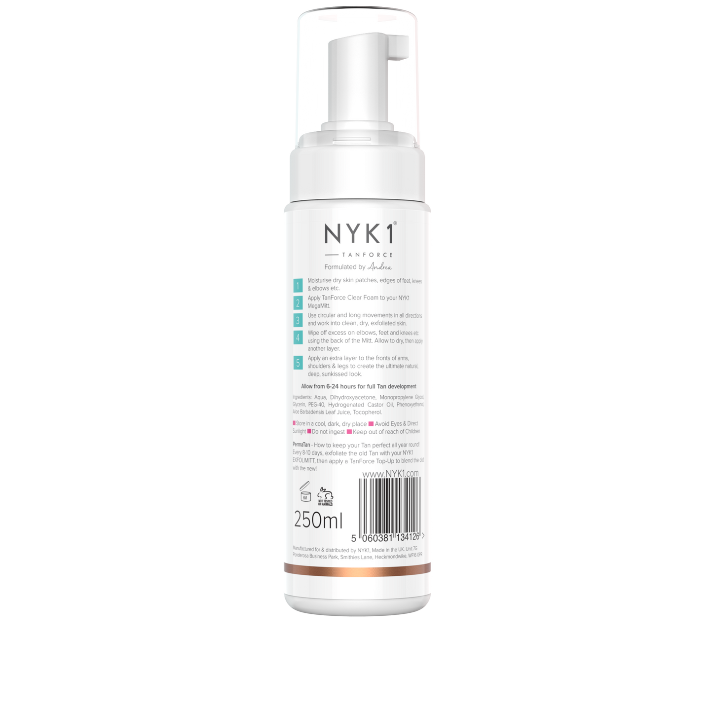 NYK1 TanForce Tan Invisible Body and Face Tanning Foam Mousse